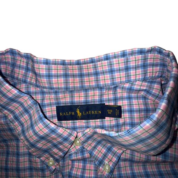 EUC Men's Ralph Lauren Button Up Shirt Mens 4XB Pink Blue Check Long Sleeve - Picture 4 of 4